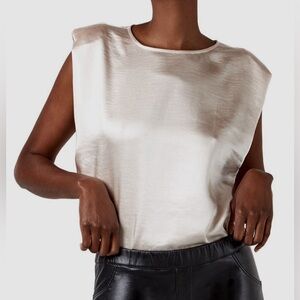 AS by DF “Love Lock” Satin Shoulder Pad Tee – XL, Champagne